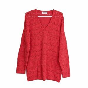 Vintage BENETTON vintage oversized v neck cotton sweater red size Small …